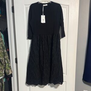 Grace Karin Elegant Black Lace Midi Dress